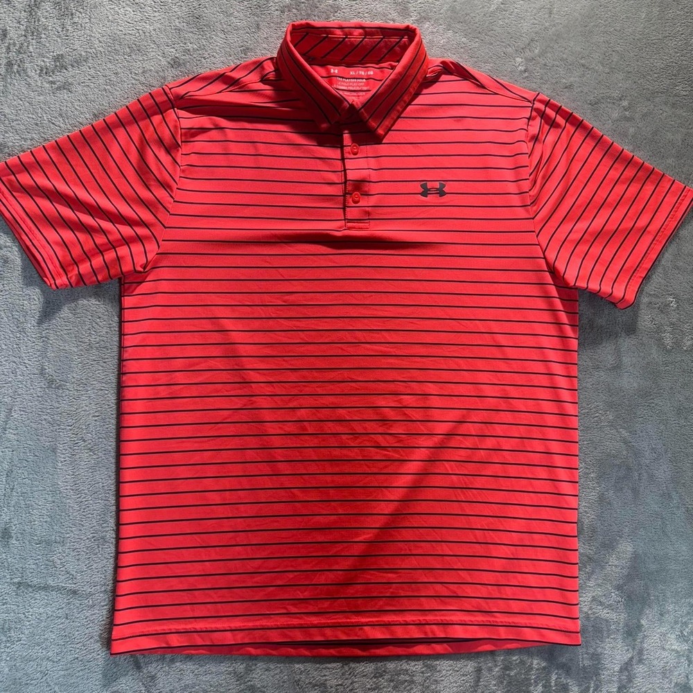 Under Armour The Playoff Polo Shirt Men's Size XL Orange Athletic Golf Office